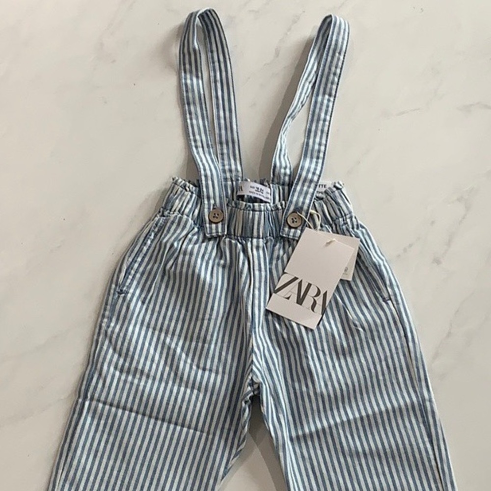 Striped pants with suspenders